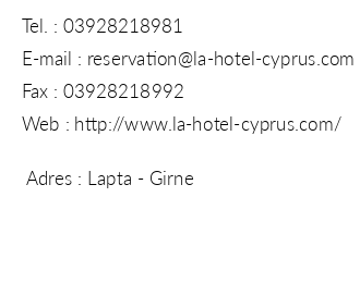 La Hotel & Resort iletiim bilgileri